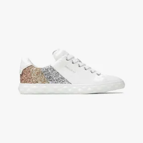 Jimmychoo/吉米周 DIAMONDLIGHTF-白色拼金色闪粉面料低帮运动鞋 DIAMONDLIGHTFWQJ0C9579
