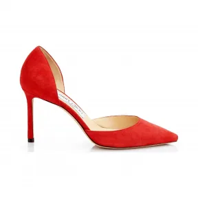 Jimmychoo/吉米周 红色麂皮高跟鞋  ESTHER85SUE060016
