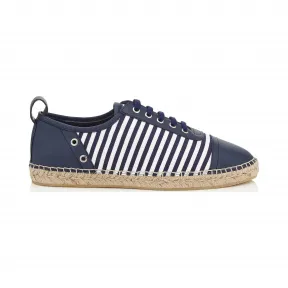 Jimmychoo/吉米周 均匀的蓝色和超白色条纹棉布帆布鞋 ETHANCON0C1526