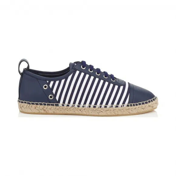 Jimmychoo/吉米周 均匀的蓝色和超白色条纹棉布帆布鞋 ETHANCON0C1526