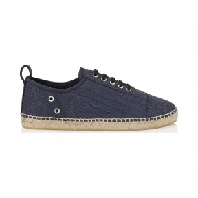 Jimmychoo/吉米周 制服蓝色鳄鱼纹印花牛巴革帆布鞋 ETHANCRK041131