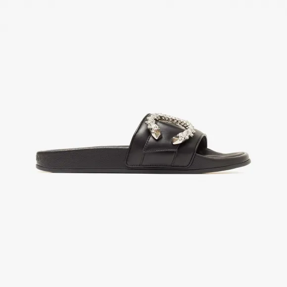 Jimmychoo/吉米周 FALLON-黑色水晶扣凉拖鞋 FALLONAYU0C8777