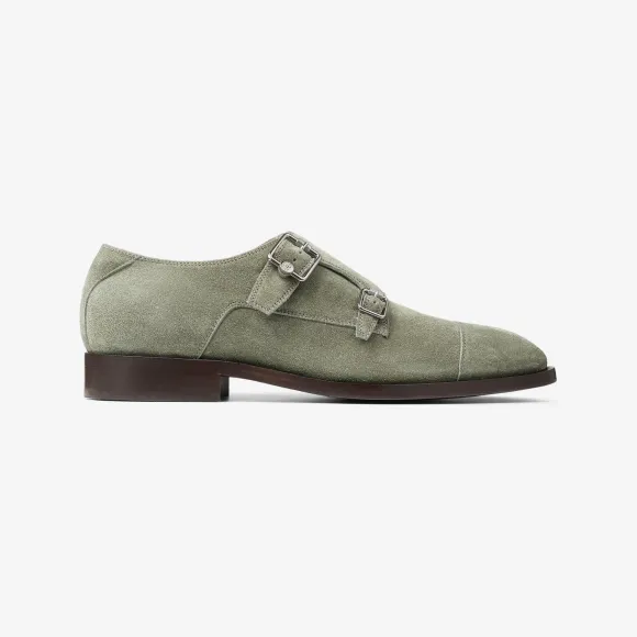 Jimmychoo/吉米周 FINNION MONKSTRAP | 鼠尾草青色立绒绒面革僧侣系带鞋 FINNIONMONKSTRAPSVV035402