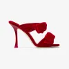 Jimmychoo/吉米周 FLACA SANDAL 100凉鞋-蝴蝶结饰红色立绒凉鞋 FLACASANDAL100BHS005976