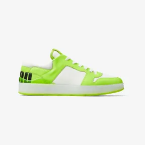 Jimmychoo/吉米周 FLORENT/M运动鞋-字母饰苹果绿色白色撞色小牛皮拼帆布运动鞋 FLORENTMZUL0C9805