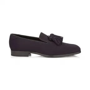 Jimmychoo/吉米周 深色海军蓝麂皮流苏拖鞋 FOXLEYDSU040489