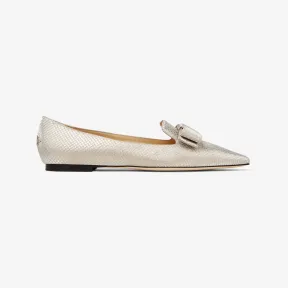 Jimmychoo/吉米周 GALA | 香槟色钻石闪粉面料平底鞋 GALATAI120011
