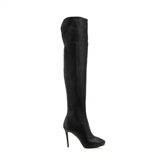 Jimmychoo/吉米周 黑色粒面小牛皮过膝靴 HAYLEY100GRC010003