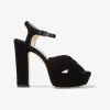 Jimmychoo/吉米周 HELOISE 120凉鞋-黑色立绒厚底凉鞋 HELOISE120VEL010003