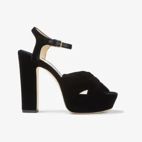 Jimmychoo/吉米周 HELOISE 120凉鞋-黑色立绒厚底凉鞋 HELOISE120VEL010003