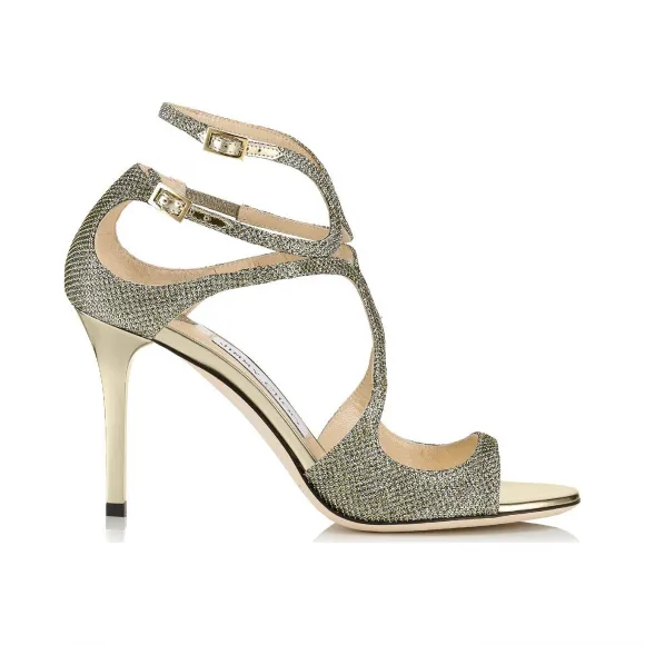 Jimmychoo/吉米周 浅青铜La金葱凉鞋 IVETTELAG020026