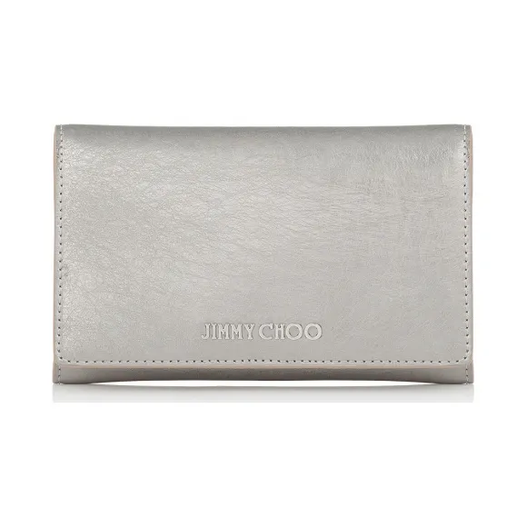 Jimmychoo/吉米周 复古银蚀刻金属Spazzolato皮革欧式钱包 J000056180001