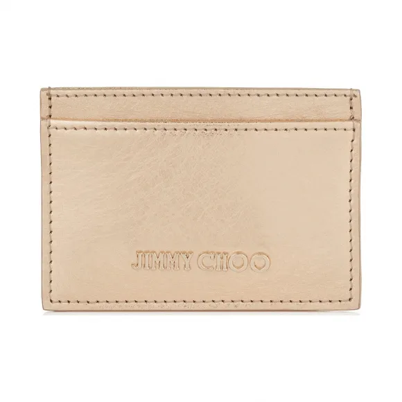 Jimmychoo/吉米周 金色蚀刻金属Spazzolato皮革卡夹 j000056204001
