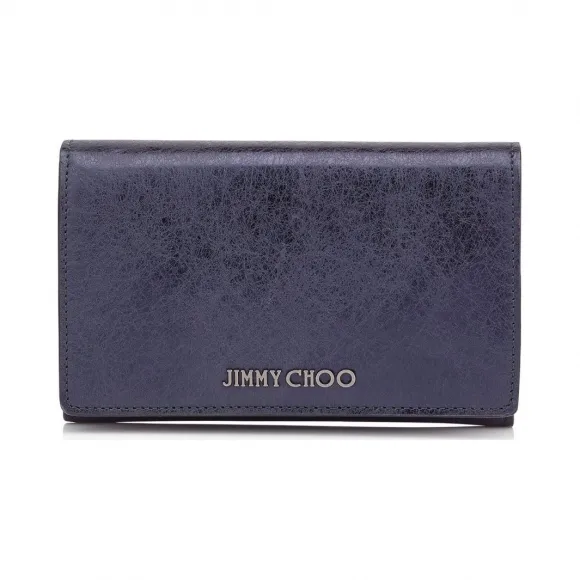 Jimmychoo/吉米周 海军蓝蚀刻金属感皮革欧式钱包 j000060761001