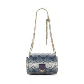 Jimmychoo/吉米周 牛仔条纹降解蟒蛇皮单肩包 j000063620001