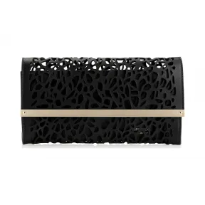 Jimmychoo/吉米周 黑色激光打孔皮革配件手拿包 j000068003001