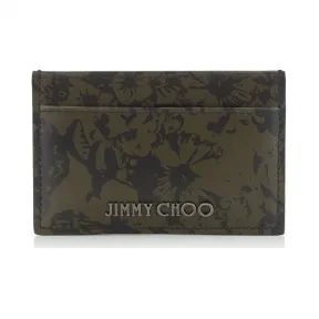 Jimmychoo/吉米周 深绿色和黑色俄罗斯花朵小牛皮卡套 j000068422001