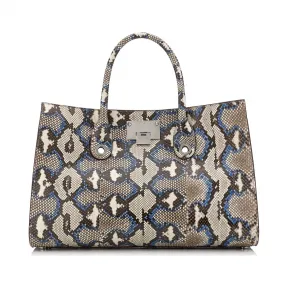 Jimmychoo/吉米周 天然和紫色蓝色彩绘蟒蛇皮手提袋 j000070583001