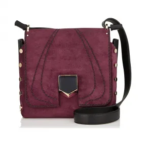 Jimmychoo/吉米周 波尔多缝绒面革和黑色Nappa斜背包 j000070717001