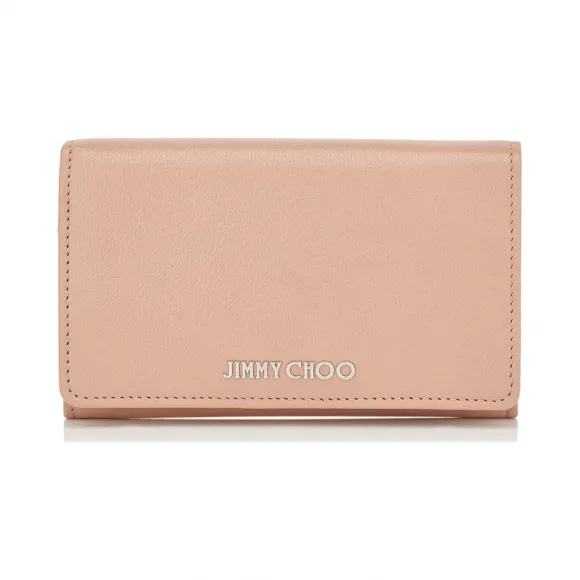 Jimmychoo/吉米周 芭蕾舞粉红色柔软粒面山羊皮欧式钱包 j000070887001