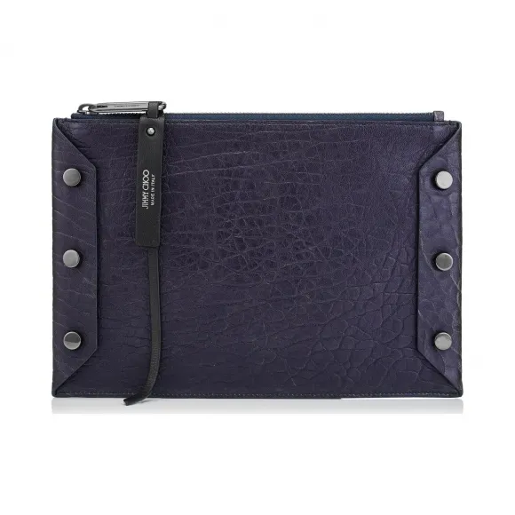 Jimmychoo/吉米周 海军蓝金属粒面皮革小袋 j000077987001