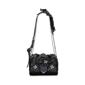 Jimmychoo/吉米周 黑色Nappa花卉贴花单肩包 j000078046001