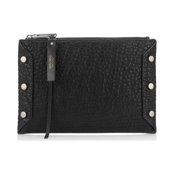 Jimmychoo/吉米周 黑色粒状皮革小包 j000078048001