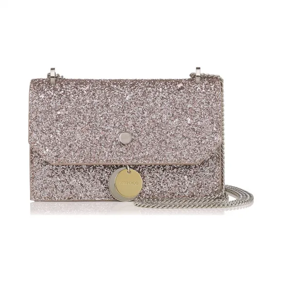 Jimmychoo/吉米周 茶玫瑰色金属亮片斜挎迷你包 j000078726001