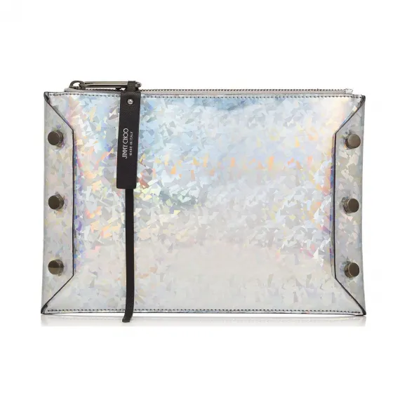 Jimmychoo/吉米周 银色混合全息涂层织物袋 j000078736001