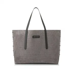 Jimmychoo/吉米周 铁灰色鳄鱼纹印花麂皮手提袋 j000079029001