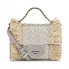 Jimmychoo/吉米周 天然和银色金属拉菲草迷你斜挎包 j000083813001