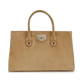 Jimmychoo/吉米周 淡褐色麂皮手提袋 J000089090001