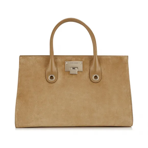 Jimmychoo/吉米周 淡褐色麂皮手提袋 J000089090001