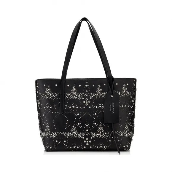 Jimmychoo/吉米周 黑色混合皮革托特包，饰有图形星星点缀 J000089862001
