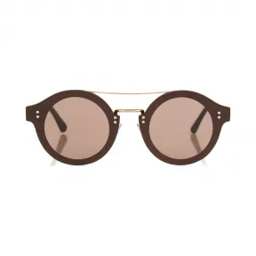 Jimmychoo/吉米周 深灰色醋酸纤维圆形镜框太阳镜，金色水晶织物 J000091495001