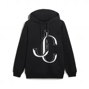 Jimmychoo/吉米周 JC 品牌 logo 款黑色棉质宽松连帽衫  JCHOODIES005013643