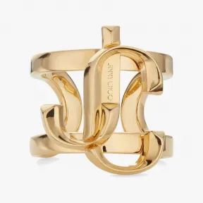 Jimmychoo/吉米周 JCMonogramRing-JC交织字母装饰金色金属戒指 JCMONOGRAMRINGMFQOO0022