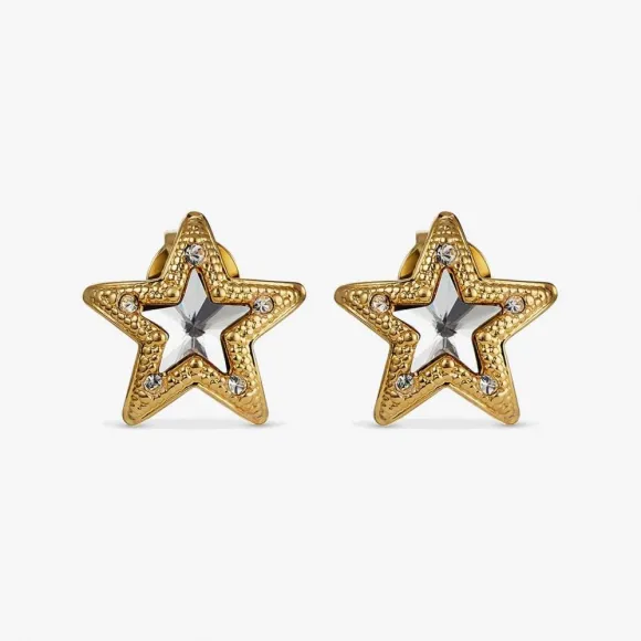 Jimmychoo/吉米周 JCStarStuds-镶施华洛世奇水晶金色金属JC星形耳钉 JCSTARSTUDSMJIOO0022