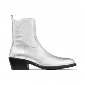Jimmychoo/吉米周 激光镂空装饰银色金属感牛皮牛仔靴 JESSEMVLAA0009