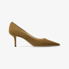 Jimmychoo/吉米周 LOVE 65 | JC 徽章饰刺山柑绿色绒面革尖头高跟鞋 LOVE65BWJ035322