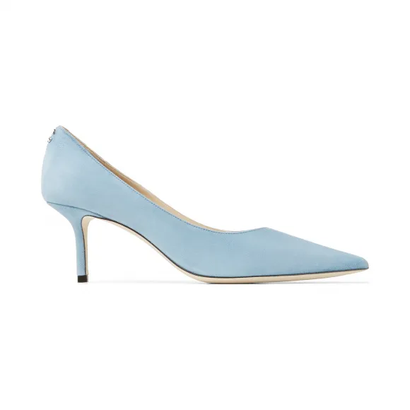 Jimmychoo/吉米周 品牌 logo 徽章装饰深天蓝色麂皮高跟鞋  LOVE65BWJ043120