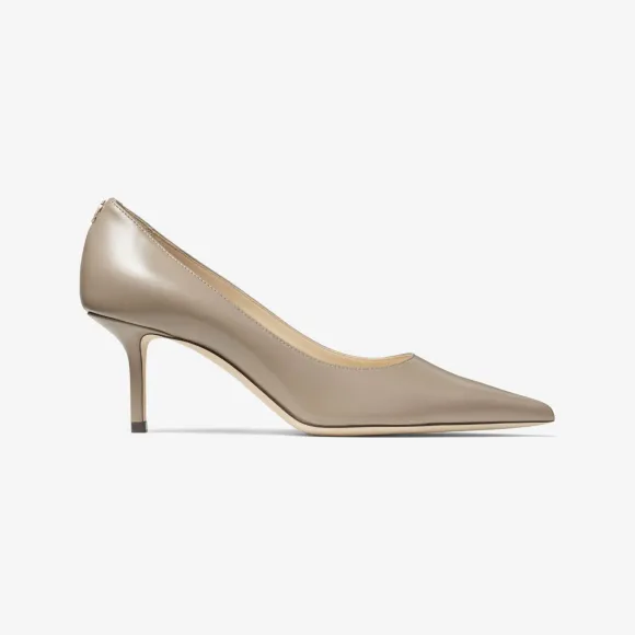 Jimmychoo/吉米周 LOVE 65 | JC 徽章饰褐灰色皮革高跟鞋 LOVE65ZNU020035