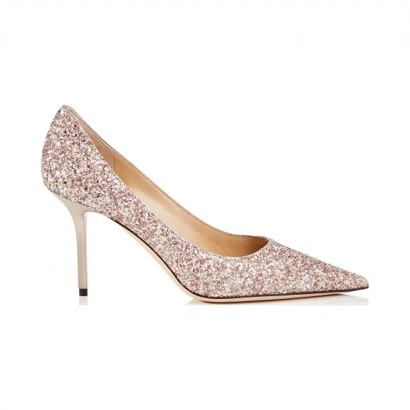 Jimmychoo/吉米周 玫瑰木色彩漆闪粉面料尖头高跟鞋  LOVE85AGH112108