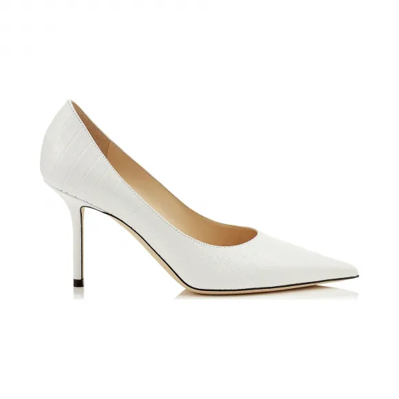 Jimmychoo/吉米周 拿铁色鳄鱼纹皮革尖头高跟鞋 LOVE85CCL080258