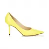 Jimmychoo/吉米周 荧光黄色液面皮革尖头高跟鞋 LOVE85LQU072137