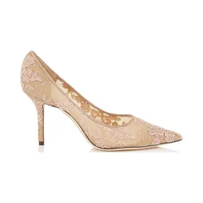 Jimmychoo/吉米周 芭蕾粉色花卉蕾丝尖头高跟鞋  LOVE85ORE110323