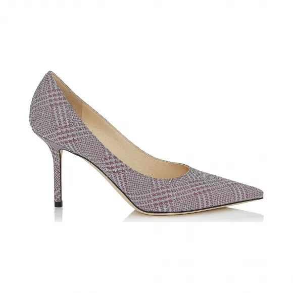 Jimmychoo/吉米周 棉花糖粉色星形闪粉格纹尖头高跟鞋 LOVE85PGW112204
