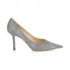 Jimmychoo/吉米周 银色星形闪粉格纹尖头高跟鞋  LOVE85PGWAA0009