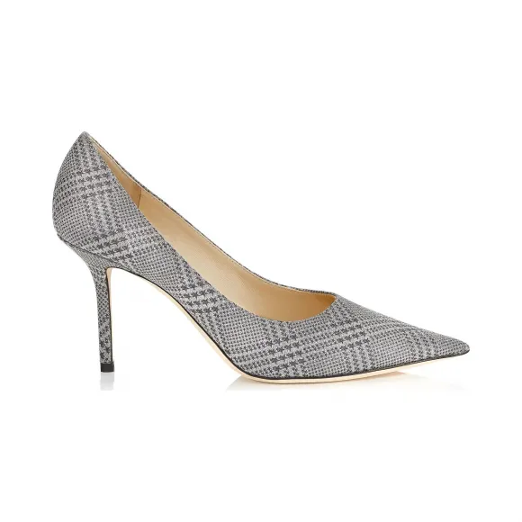 Jimmychoo/吉米周 银色星形闪粉格纹尖头高跟鞋  LOVE85PGWAA0009