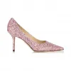 Jimmychoo/吉米周 水晶嵌饰玫瑰色混色尖头高跟鞋 LOVE85SJX111783